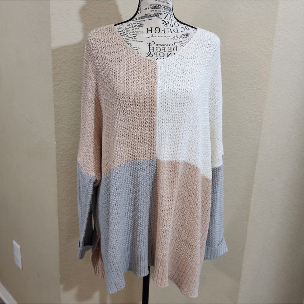 The Impeccable Pig colorblock lose‎ weave sweater size medium